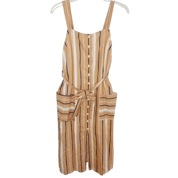 Lost + Wander Sun Dress XS Peach Stripe Button Front Lined Linen Blend NWOT - Picture 6 of 14